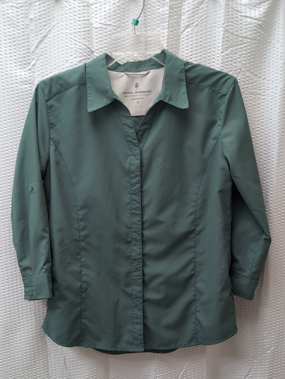 Royal Robbins Women's Teal Green 3/4 Sleeve Button-Front Shirt Size Small